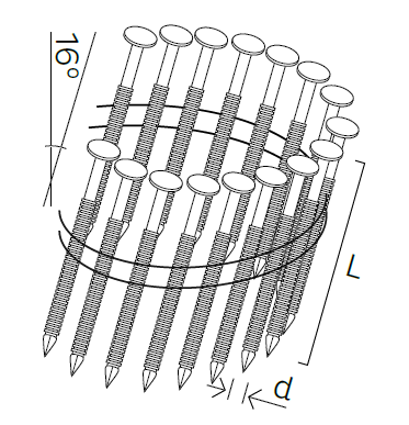 Coilnägel 16° drahtgebunden