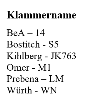 Heftklammern der Type 14