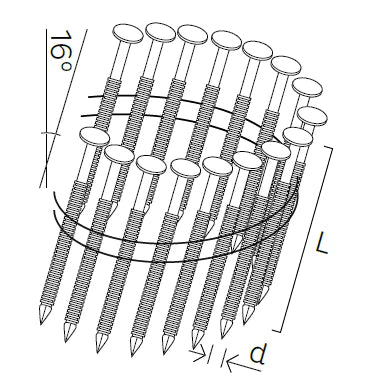 Coilnägel 16° drahtgebunden - Ringschaft blank